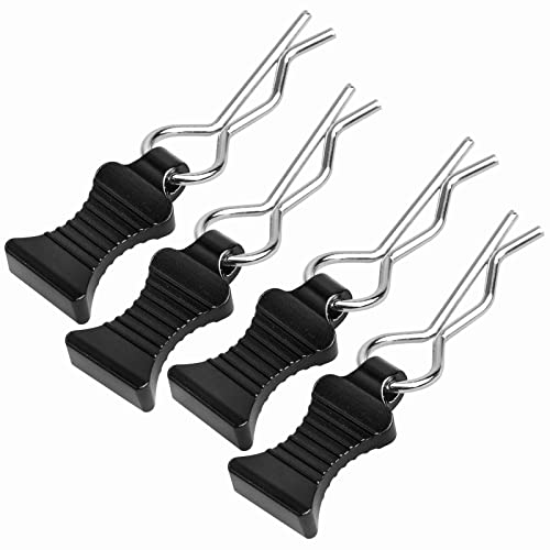 RC Body Clips Pins with Metal Aluminum Pull Tabs 1.2mm Rod for All 1/10 1/12 Scale Redcat HPI Himoto HSP Exceed RC Car Truck Buggy Shell Replacement Parts (Black) - color: Black