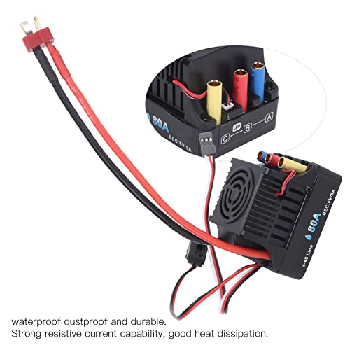 VBESTLIFE 80A Brushless ESC, RC 80A Brushless ESC Electronic Speed Controller for 1/8 RC Car Upgrade Parts