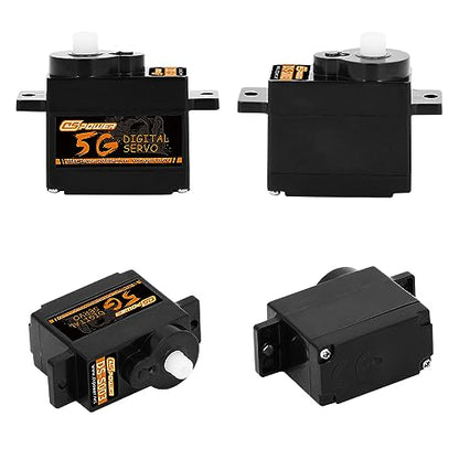 2PCS 5G Mini Digital Servo, Plastic Gear Micro RC Servos Motor Kit for 1/28 RC Car Model Boat Fixed-Wing Helicopter Airplane Robot Toy (2PCS)