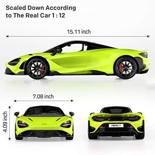 MIEBELY Remote Control Car, McLaren Rc Cars Officially Licensed 1/12 Scale 7.4V 900mAh Toy Car with 12km/h Fast Model Car Headlight for Adults Kids Boys Age 6-12 Year Birthday Ideas Gift Green | Official license;900mAh lithium;2.4G 200ft control;steering