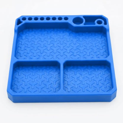 OGRC Silicone Tool Tray, Parts Organizer RC Screw Storage Plate Holder Mat | 160×160mm, with Detachable Magnetic Mats, Blue - color: Blue