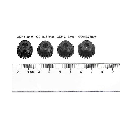 HARFINGTON 32P Hardened Pinion Motor Gear Set 4pcs 18T 19T 20T 21T Fit 5mm RC Motor Shaft 0.8 Metric Pitch 32 Pitch Gears for RC Car, with Hex Key