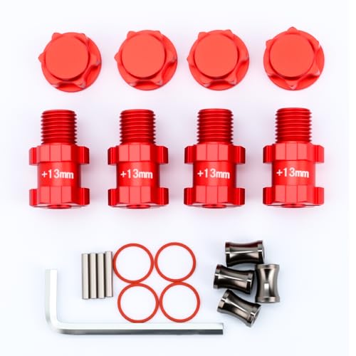 Aluminum Alloy Wheel Hex 13mm Extended Hub Drive 14-17mm for Arrma 1/10 Typhon 3S Big Rock Senton Vortek Granite Upgrade Parts (Red)