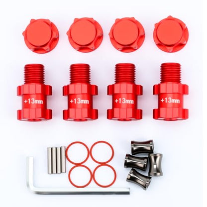 Aluminum Alloy Wheel Hex 13mm Extended Hub Drive 14-17mm for Arrma 1/10 Typhon 3S Big Rock Senton Vortek Granite Upgrade Parts (Red)
