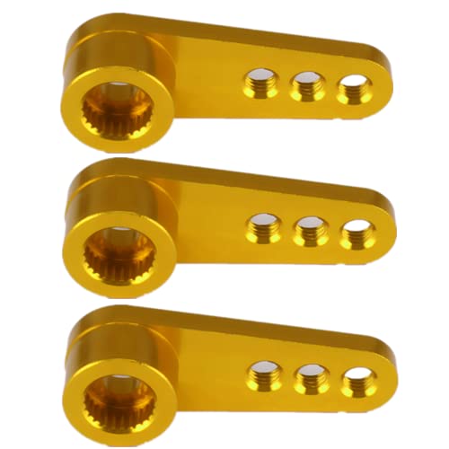 Aluminum 25T Steering Servo Horn Arm,RC Steering Servo Arm Horn for RC 1:8 1:10 Model Car/Boat Futaba HSP HPI Wltoys Himoto Redcat Axial 3 pcs/Set（Yellow） - color: Yellow