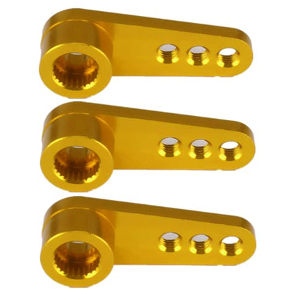 Aluminum 25T Steering Servo Horn Arm,RC Steering Servo Arm Horn for RC 1:8 1:10 Model Car/Boat Futaba HSP HPI Wltoys Himoto Redcat Axial 3 pcs/Set（Yellow） - color: Yellow