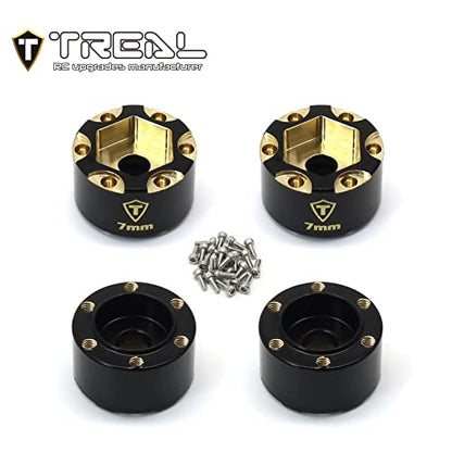 TREAL 1.0 Wheel Hubs Brass Weights 7mm Hex Hub Extension (4P) 7mm/9mm Widen Adapters Compatible with SCX24 TRX4M (7mm)