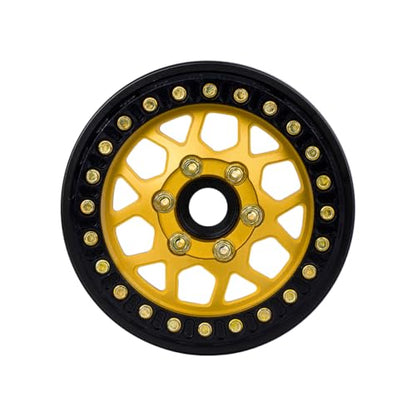 4pcs CNC Aluminum 1.9 Beadlock Wheel Hub Rim for 1/10 RC Crawler Car SCX10 RC4WD D90 TRX4 Capra VS4-10 CC01 LCG Tires Upgrades (Gold) - color: Gold