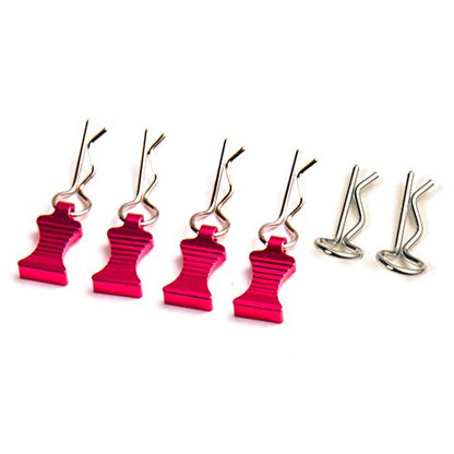 MOHERO Metal RC Body Clips Pins with Pull Tabs for 1/10 Axial SCX10 RC Model Crawler Car Pack of 6 (Rose Red) - color: Rose Red