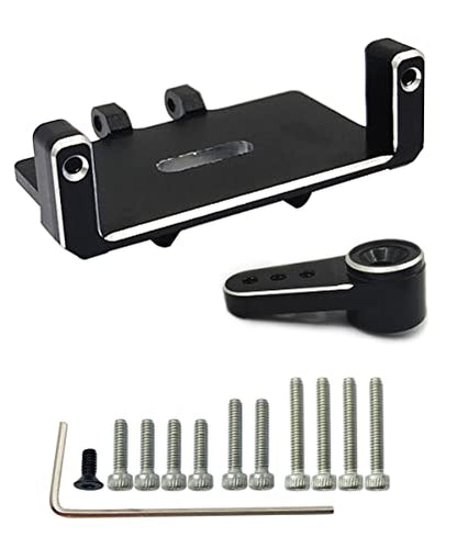 RC Servo Mount Bracket and Mini Servo Arm for 1/24 SCX24 Upgrade Black | Aluminum Servo Mount for ES08MA II Servo Upgrade Parts,Precision Fit,Wear Resistant,Easy To Install - color: Silver and Black