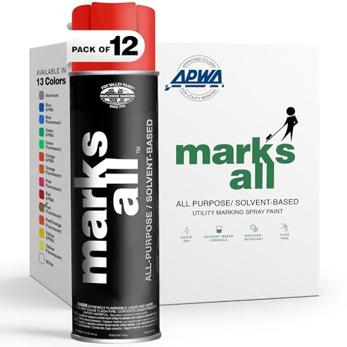 Fox Valley 18oz Marks All Solvent-Based Paint 12-Pack, Red Fluorescent - color: Red Fluorescent