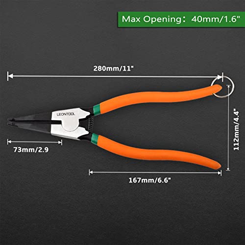 11-Inch Lock Ring Pliers Flat Snap Ring Pliers with Ring and Anti-loss Rope Special Circlip Pliers Reverse Pliers Retaining Ring Pliers Spreader Pliers for Transmission Transfer Cases - size: 11" with Ring & Rope