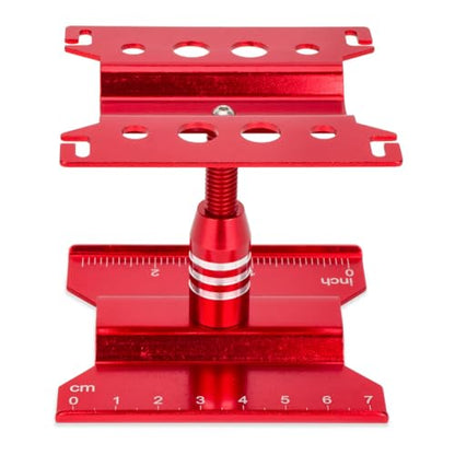 RC Car Repair Workstation,Aluminum 360 Degree Rotation Lift Lower Work Stand Body Mounts for SCX24 TRX4M FCX24 1/18 1/24 Scale RC Truck Crawler Buggy (Red)