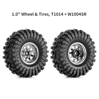 INJORA 1.0 Beadlock Wheel Tires Set -3.78mm Offset for 1/18 1/24 RC, Silver - color: Silver