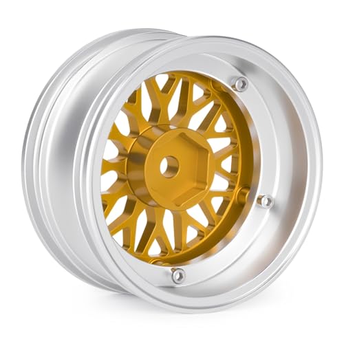 4pcs RC 1/10 Aluminum On Road Wheel Rims Hex 12mm Adjustable Offset for 1:10 RC On Road Drift Touring Street Car (Silver & Gold) - color: Silver & Gold