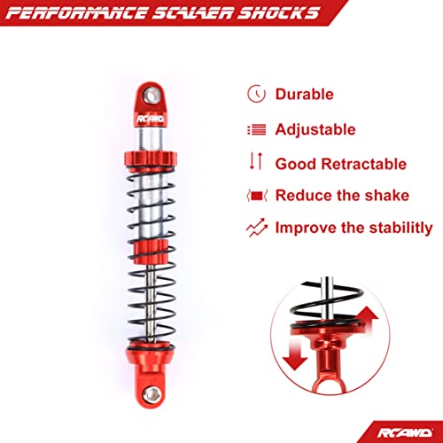 RCAWD for UTB18 Capra RC Shocks Upgrades, Front & Rear Shock Absorber Parts #AXI213004#AXI213000, for Axial 1/18#AXI01002 Red - color: Red