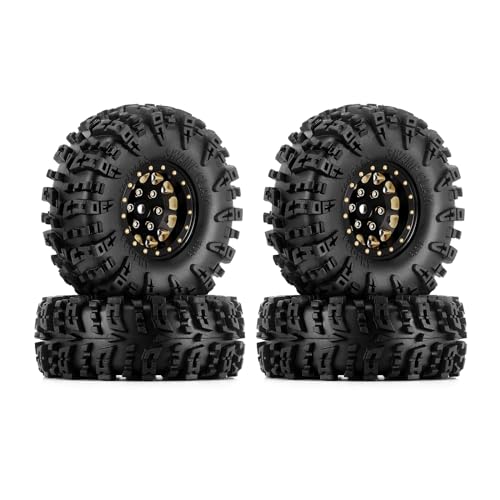 INJORA 1.3" Swamp Claw Tires 70 * 27mm & Wheel for 1/18 1/24 RC(Black Gold) - color: Black Gold