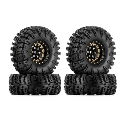 INJORA 1.3" Swamp Claw Tires 70 * 27mm & Wheel for 1/18 1/24 RC(Black Gold) - color: Black Gold