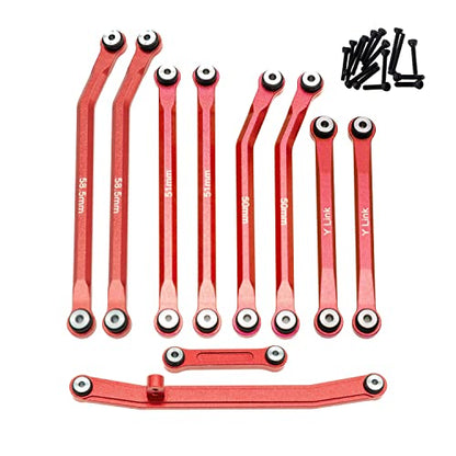 High Clearance Links Set Steering Rod Tie for AXIAL 1/24 SCX24 AXI00001 C10 AXI00002 Wrangler JLU AXI00006 Bronco Upgrades RC Crawler Car - color: Red