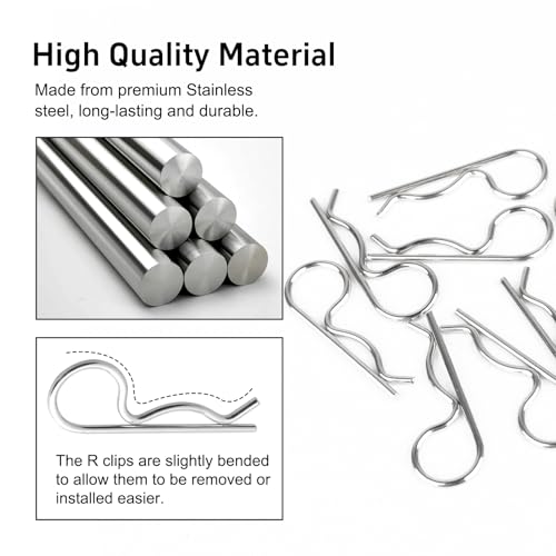 100PCS Universal RC Body Clips Pins for All 1/10 1/12 Scale Traxxas Redcat Axial SCX10 Losi HPI Himoto HSP Exceed RC Car Parts Truck Buggy Shell Replacement (Silver) - color: Silver