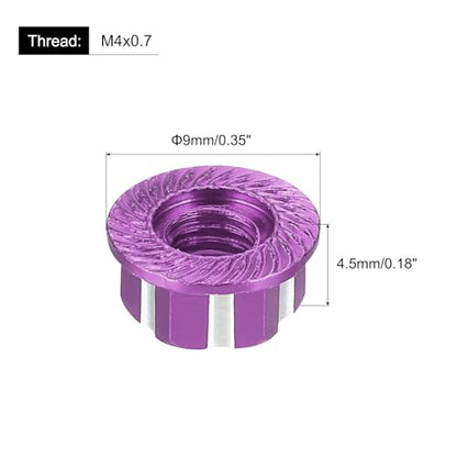 MECCANIXITY Hexagonal Nuts Aluminum M4 RC Wheel Carving Hex Nuts Dustproof Anti-Skid Mount Cap for 1/10 RC Model Car Trucks Off Road Car Upgraded Parts Pack of 2(Purple) - color: Purple