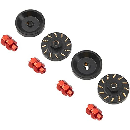 ShareGoo Aluminum Extended 7mm Hex Wheel Hubs & Brass Wheel Hex Adapter Balance Weight Compatible with Axial SCX24 1/24 RC Crawler Car (Red) - color: Red