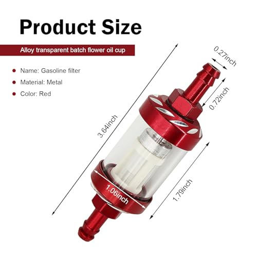Automotive Fuel Filter, Inline Gas Filters, Detachable Transparent Metal Glass Visible Oil Level Fuel Filters, Universal Filter Oil Cup Universal for Motorcycles ATVs