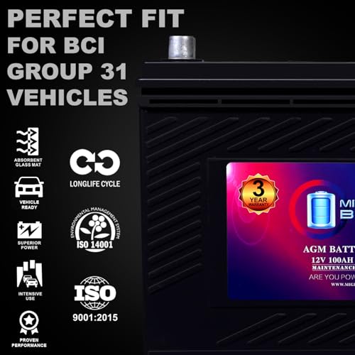 Mighty Max Battery MM-G31 Start and Stop Car BCI Group 31 12V 100AH, 140RC, 900 CCA, Rechargeable AGM Car battery - style: Group 31