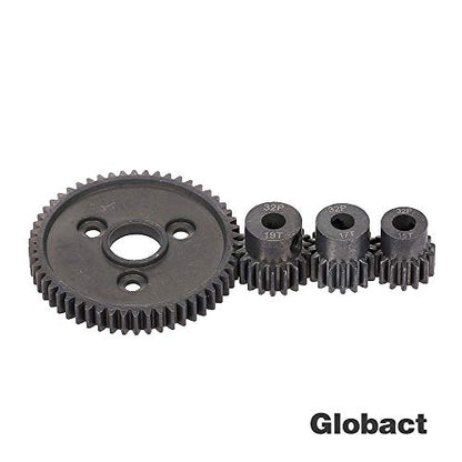 Globact 54T 0.8 32 Pitch Metal Steel 3956 Spur Gear with 15T/17T/19T Pinions Gear Set for Traxxas Slash 4x4 4WD/2WD VXL Rally VXL Stampede 4x4 1/10 Summit 1/10 E-REVO Parts | 0.8M Steel Spur Gear and 15T 17T 19T Pinion Gear for Traxxas Slash 4x4/2WD Rally