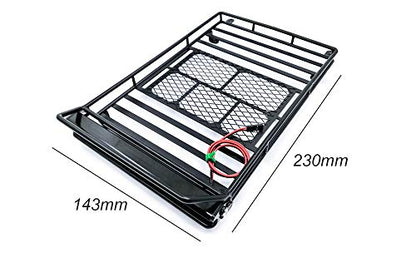 DKKY Luggage Carrier Roof Rack with LED Light Bar for 1/10 RC Crawler Car Axial SCX10 90046 TRX4（245 X 150mm）