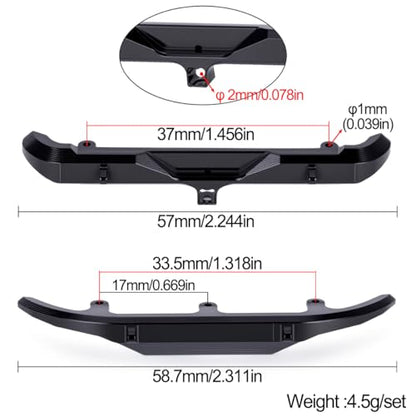 Aluminum Front & Rear Bumper Set for 1/30 Scale RC Crawler Chassis, CNC Upgrade Bumpers with Mounting Screws (Black/Red) (Black) - color: Black