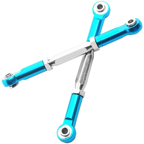 2PCS ShareGoo RC Front Rear Metal Steering Servo Link 70-90mm Turnbuckles Camber Linkage Rod Ends Compatible with Traxxas Slash 4x4 5807 Stampede HQ727 1/10 RC Car,Blue
