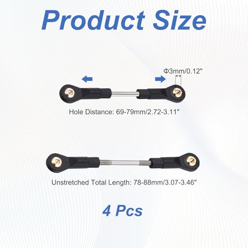 MECCANIXITY 2Pcs Adjustable Turnbuckles Camber Links, 74-84mm Turnbuckle Rod Steering Servo Linkage with M3 Ball Head Rod Ends for RC Car Replace Parts DIY - size: 74-84mm