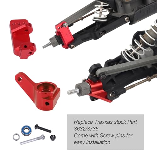Hobbypark Aluminum Caster Blocks C-Hubs & Steering Blocks Knuckles for Traxxas 1/10 2WD Slash, Rustler, Stampede, Nitro Slash, Replace 3632 3736 (Red) - color: Red