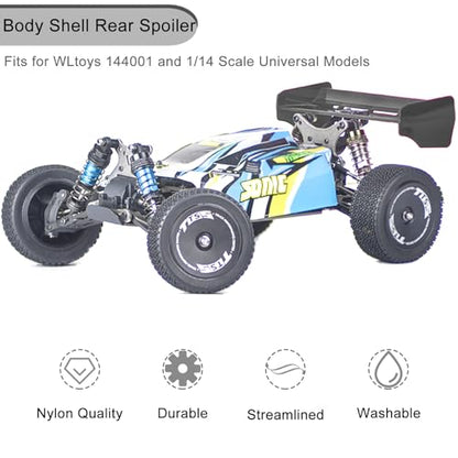 1/14 Scale RC Car Body Wing Spoiler Body Shell Rear Spoiler Tail Wing Kit Toy Vehicles Parts for 144001 and 1/12 1/14 1/16 CTR RC Buggy Universal Models - Flexible Plastic, Durable
