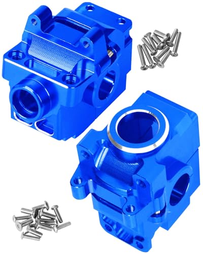 Transmission Case Gearbox Upgrades Part for 1/10 Slash/Stampede/Hoss/Rustler VXL 4X4,Aluminum Front Rear Transmission Case Gearbox Hops Ups,Navy Blue - color: Navy Blue - Upgrades