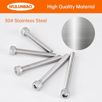 M6 x 40mm 45mm 50mm 55mm 60mm Hex Socket Head Cap Screws Bolts 304 Stainless Steel Metric Machine Allen Hex Drive, Fully Threaded, Assortment Kit 25PCS - size: M6 x 40/45/50/55/60mm (25PCS)