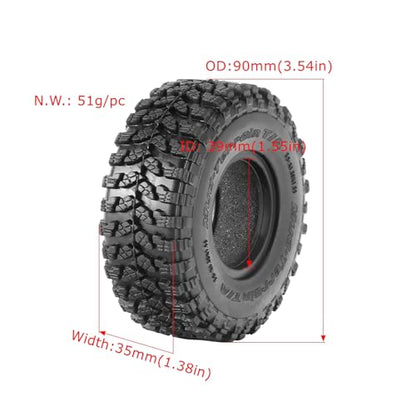 RC Car Tires,WONFAST 4PCS 1.55 inch Mud Wheel Tyre Terrain Crawler Rubber Tires Foam Insert for 1:10 RC Crawler Car for Axial 90069 TF2 D90 CC01 LC70 Tamiya MST JIMNY UTB18(90MM-B) - color: 90mm-b