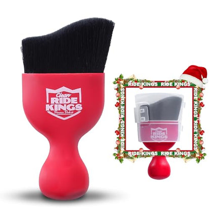 Car Interior Detailing Brush - Black & Red, 2 Pack | Cleans auto air vents, knobs & seat seams. Soft bristles with protective cover. Perfect vehicle care gift for men & women. - color: Red
