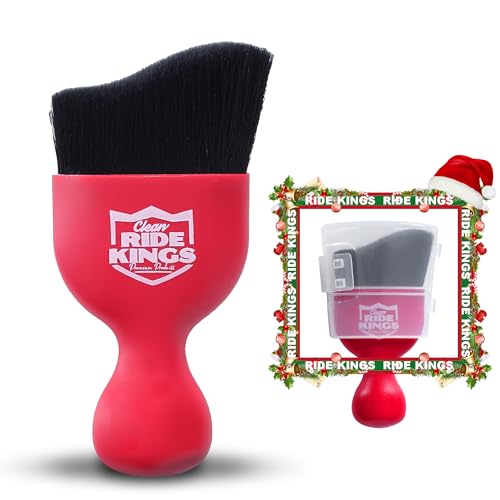 Car Interior Detailing Brush - Black & Red, 2 Pack | Cleans auto air vents, knobs & seat seams. Soft bristles with protective cover. Perfect vehicle care gift for men & women. - color: Red