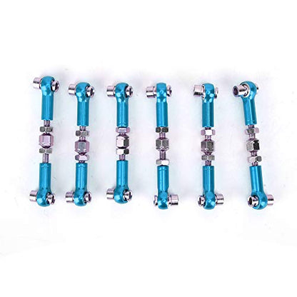 6 Pcs Adjustable Servo Links Tie Rod Set High Precision Aluminum Alloy RC Car Accessories for 1/10 1/12 Buggy Touring Drift Cars Red Purple Black Dark Blue Light Blue (Light Blue) - color: Light Blue