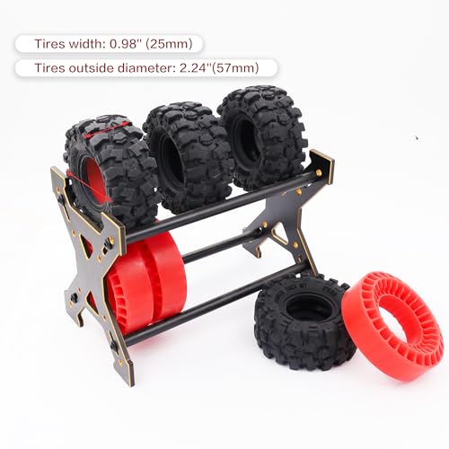 1.0" 57 * 25mm Muddy Swamp Tires & Silicone Rubber Inserts Combo(Red) | Super Large Soft 1.0 Inch Tire,Red Silicone Rubber Inserts for TRX4M SCX24 1/18 1/24 RC Crawler Car Upgrade,Strong Grip - color: With Red Sillicon Insert