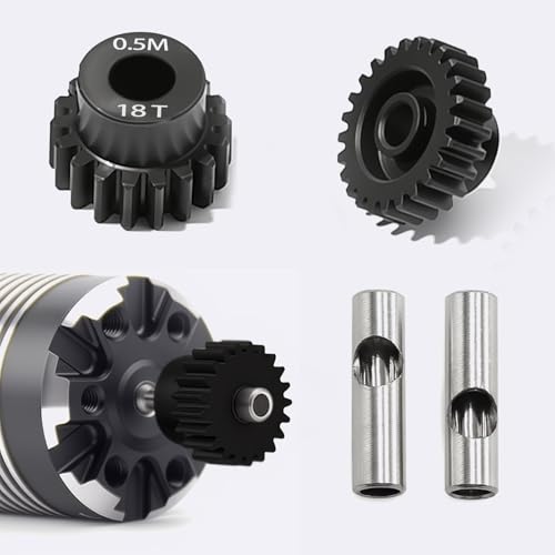 0.5M Pinion Gear 18T 19T 20T 21T 22T Hardened Steel 3.175mm Bore with 2.3mm Adapter Shaft, Gear for ARRMA 1/14 Typhon 1/16 Mojave 1/18 Granite, Losi 1/12, 0.5Mod Gear 13T-27T for HOBBYWING Motors - size: 18 19 20 21 22T, style: 5 Gears +5 Shafts Set