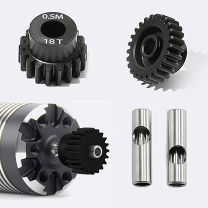0.5M Pinion Gear 18T 19T 20T 21T 22T Hardened Steel 3.175mm Bore with 2.3mm Adapter Shaft, Gear for ARRMA 1/14 Typhon 1/16 Mojave 1/18 Granite, Losi 1/12, 0.5Mod Gear 13T-27T for HOBBYWING Motors - size: 18 19 20 21 22T, style: 5 Gears +5 Shafts Set