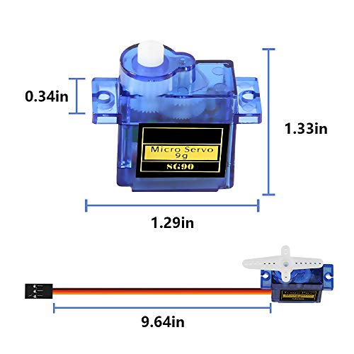 20Pcs SG90 Micro Servo Motor Mini Servo SG90 9g Analog Servo SG90 Steering Gear Compatible with RC Helicopter Airplane Car Boat Robot