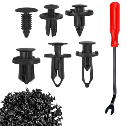 Car Retainer Clips Plastic Fasteners Kit, Car Retainer Clips, Push Bumper Fastener Rivet Clips with 6 Size Auto Body Retainer Clips Bumpers, Universal Plastic Panel Fender Clips (200pcs+Remover) - color: 200pcs+Remover