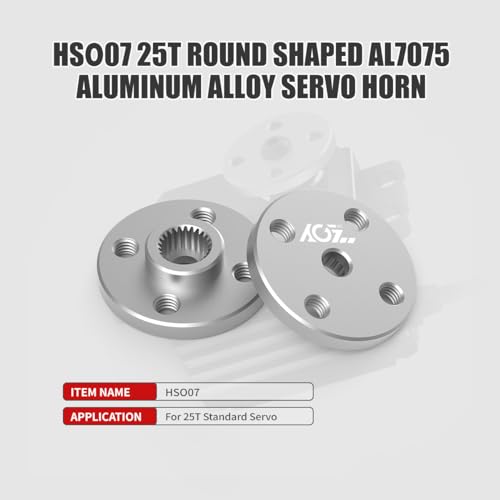 AGFRC 25T Round AL7075 Servo Horn for 1/10 1/8 RC Cars (HSO07) | CNC Machined AL7075, 19.8mm Diameter, 25T spline (φ5.92mm), Fits Standard & Low Profile Servos