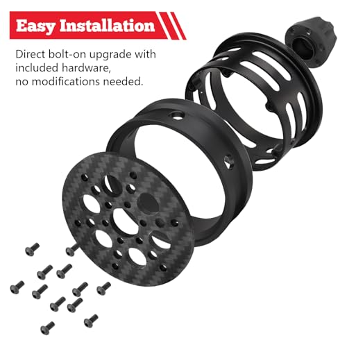 HobbyPark Carbon Fiber 1.9 Beadlock Wheels Rims for TRX4 SCX10 1/10 Crawler Car 1.9 inch Beadlocks Upgrades (Style A) - style: Style A