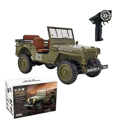 RC Off-Road Truck, HG4-58 U.S. Willys 1/14 Scale 4WD, 2.4GHz Dual-Speed, Sound & Lights, Charging Protection, RTR Gift for Model Car Lovers - color: Army Green
