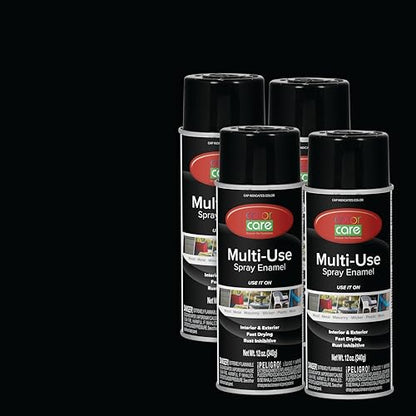 Spray Paint, 12 oz, 4-Pack (Gloss Black) – All-Purpose, Indoor & Outdoor, Rust Resistant, for Wood, Metal, Plastic & Masonry - color: Gloss Black